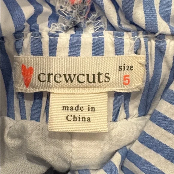Crewcuts J. Crew Girls Blue White Stripe Dress Size 5 100% Cotton - Picture 2 of 8